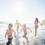 Family playing on El Matador Beach